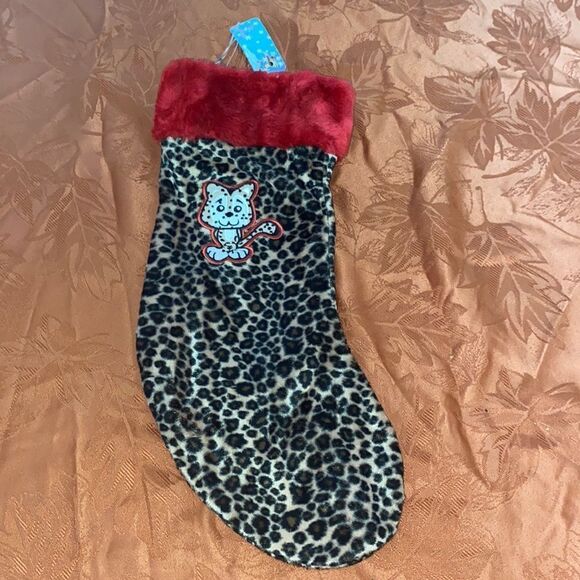 Tilt Leopard Cat  Christmas Stocking - Picture 1 of 7